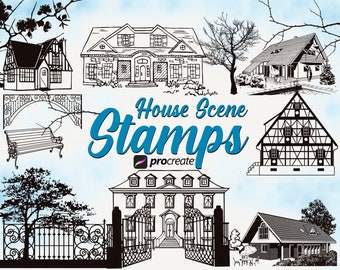Procreate House Stamps, Cottage & Modern Scenes (160 Stamps)