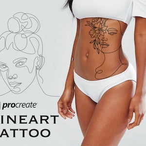 Procreate Tattoo Stamp Brush Set: 160 disegni minimalisti (download digitale)