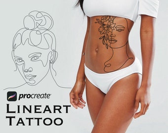 Procreate Tattoo Stamp Brush Set: 160 Minimalist Line Art (Digital Download)