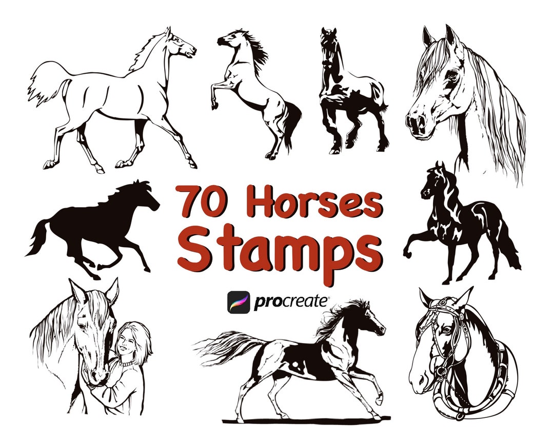Procreate Horse Stamps, Horses Tattoo Brushes for Procreate, Animal