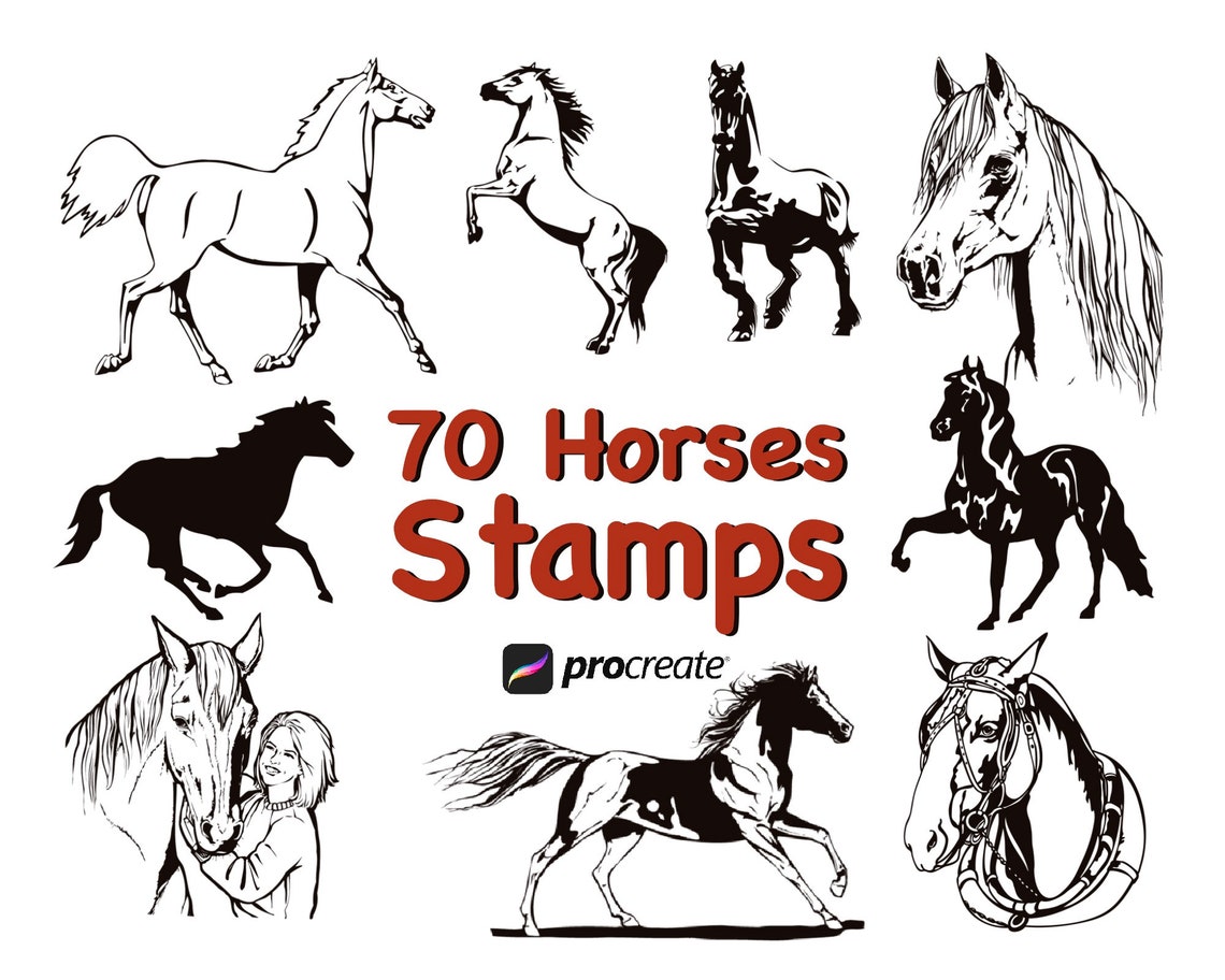 Procreate Horse Stamps Horses Brushes for Procreate Animal Etsy