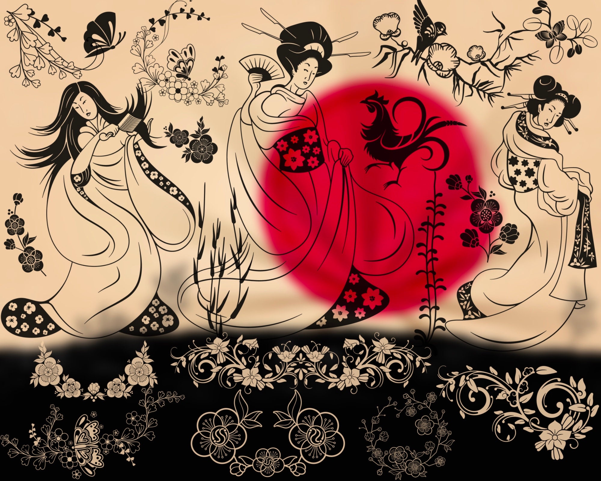 Procreate Japanese Tattoo Brushes Procreate Japan Geisha Etsy