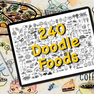 Procreate Food brushes ,Food Doodle stamps,  food stamps, Procreate brush set, Procreate stamp brushes, digital brush,