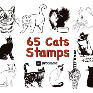 Procreate cat stamps,tattoo cats brushes for procreate, animal tattoo stamps, pets procreate stamps