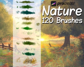 Natur Pinsel Set für Procreate, Vegetationsbürsten, Laubbürsten für Procreate, Naturpinselset für Landschaftskunst, Landschaftsbürsten