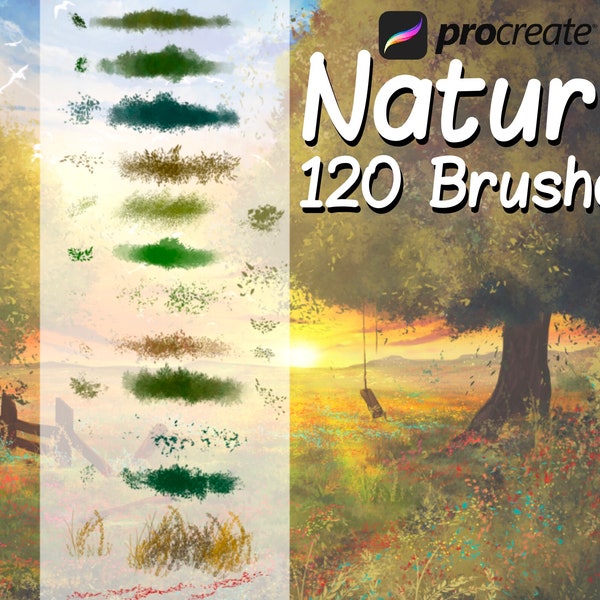 Natur Pinsel Set für Procreate, Vegetationsbürsten, Laubbürsten für Procreate, Naturpinselset für Landschaftskunst, Landschaftsbürsten