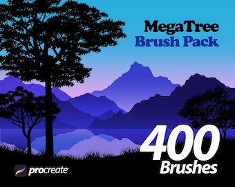 400 Procreate Tree Stamp Brushes, Landscape Botanical Brush Set (Digital Download)