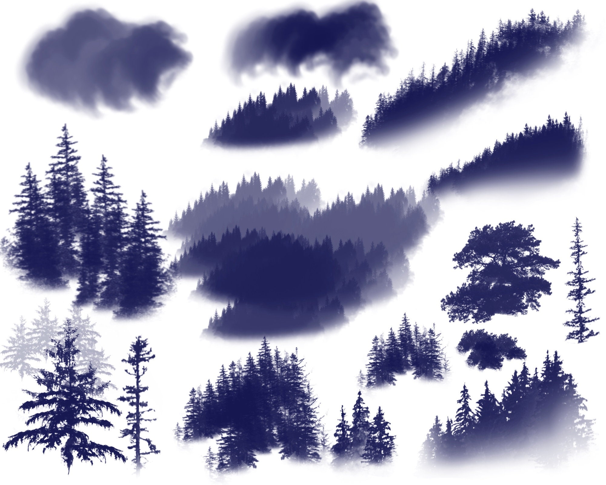 Landscape Brush Set for Procreate Nature Stamps Trees Stamps - Etsy