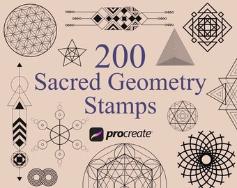 Procreate Geometric stamps | Sacred geometry stamps | Minimalistic Tattoo | Procreate shape stamps | Procreate Brushset | Commercial Use