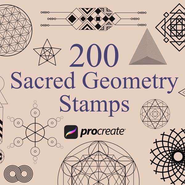 Procreate Geometric stamps | Sacred geometry stamps | Minimalistic Tattoo | Procreate shape stamps | Procreate Brushset | Commercial Use