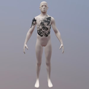 12 BUNDLE Procreate 3D models, Procreate Tattoo model, 3D woman model, 3D man model, 3D arm model, 3D leg model, 3D torso model for tattoo image 2