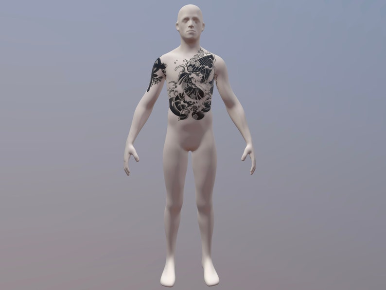 12 BUNDLE Procreate 3D models, Procreate Tattoo model, 3D woman model, 3D man model, 3D arm model, 3D leg model, 3D torso model for tattoo image 2