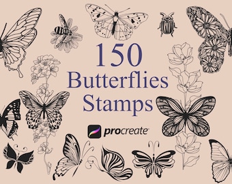 Butterfly Procreate Stamps | Insect Procreate Stamps | Dragonfly, Ladybird and Bee Procreate Stamps | Commercial Use Included