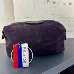 British Airways First Class amenity kit & BA A320 luggage tag