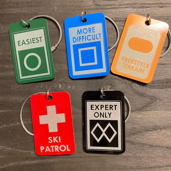 Skiing Inspired Aluminum Luggage Tags