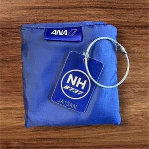 ANA Boeing 737 Aircraft Skin Key Tag & ANA foldable Bag Combo Pack