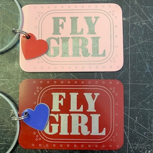 Fly Girl Luggage Tag with 737 fuselage heart