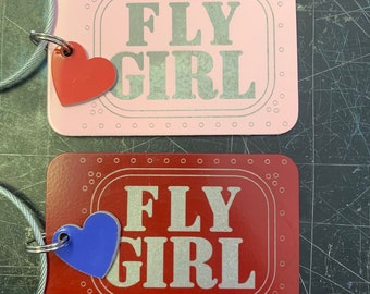 Fly Girl Luggage Tag with 737 fuselage heart