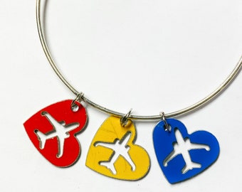 Aircraft skin Heart Bracelet (Silver)