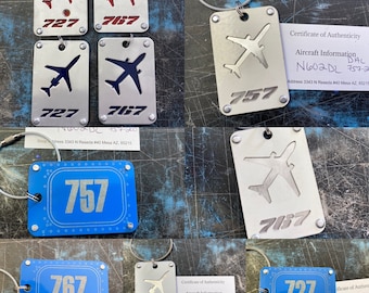 Aircraft skin luggage tags. Double layer 727 767 757
