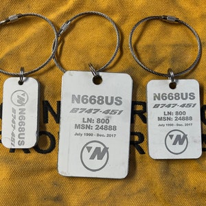 Former NWA/DAL B747 Fuselage N668US Key Chain or Luggage Tag