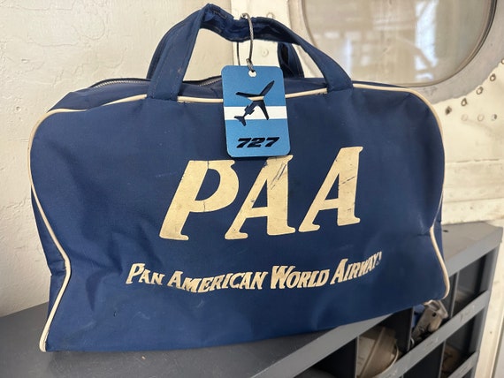Vintage Used Pan Am Tote Bag With B727 Aircraft Skin Luggage Tag Etsy UK
