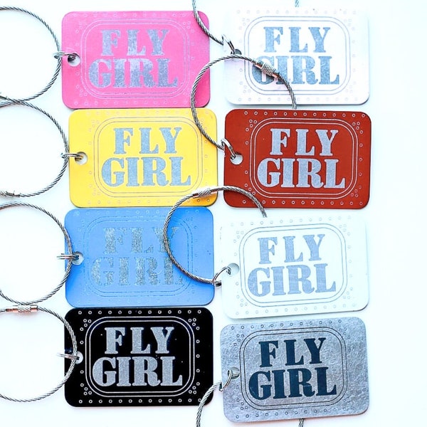 Fly Girl aluminum luggage tag