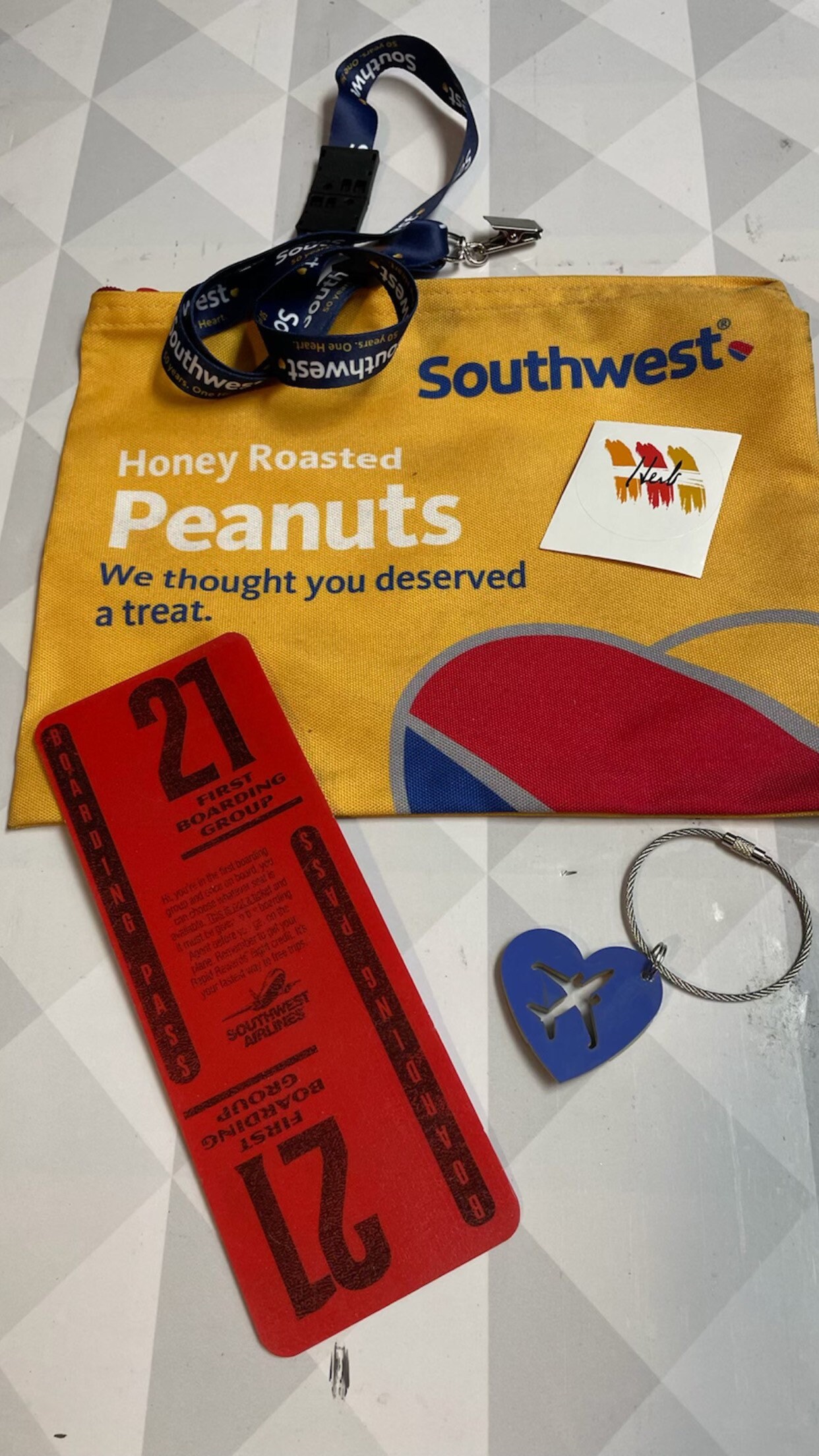 Southwest Airlines Collectors packages with genuine Wyldebyrd Art made