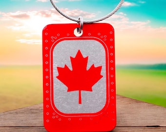Aluminum Luggage Tag – Canada Maple Leaf & Aircraft Window Design