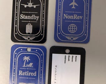 Aerolíneas Viajes y empleado jubilado Etiqueta de equipaje de aluminio