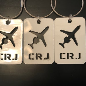 CRJ aircraft skin luggage tag