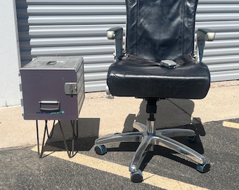 Retired West Jet Airlines B737 passenger seat office chair and option side table combination