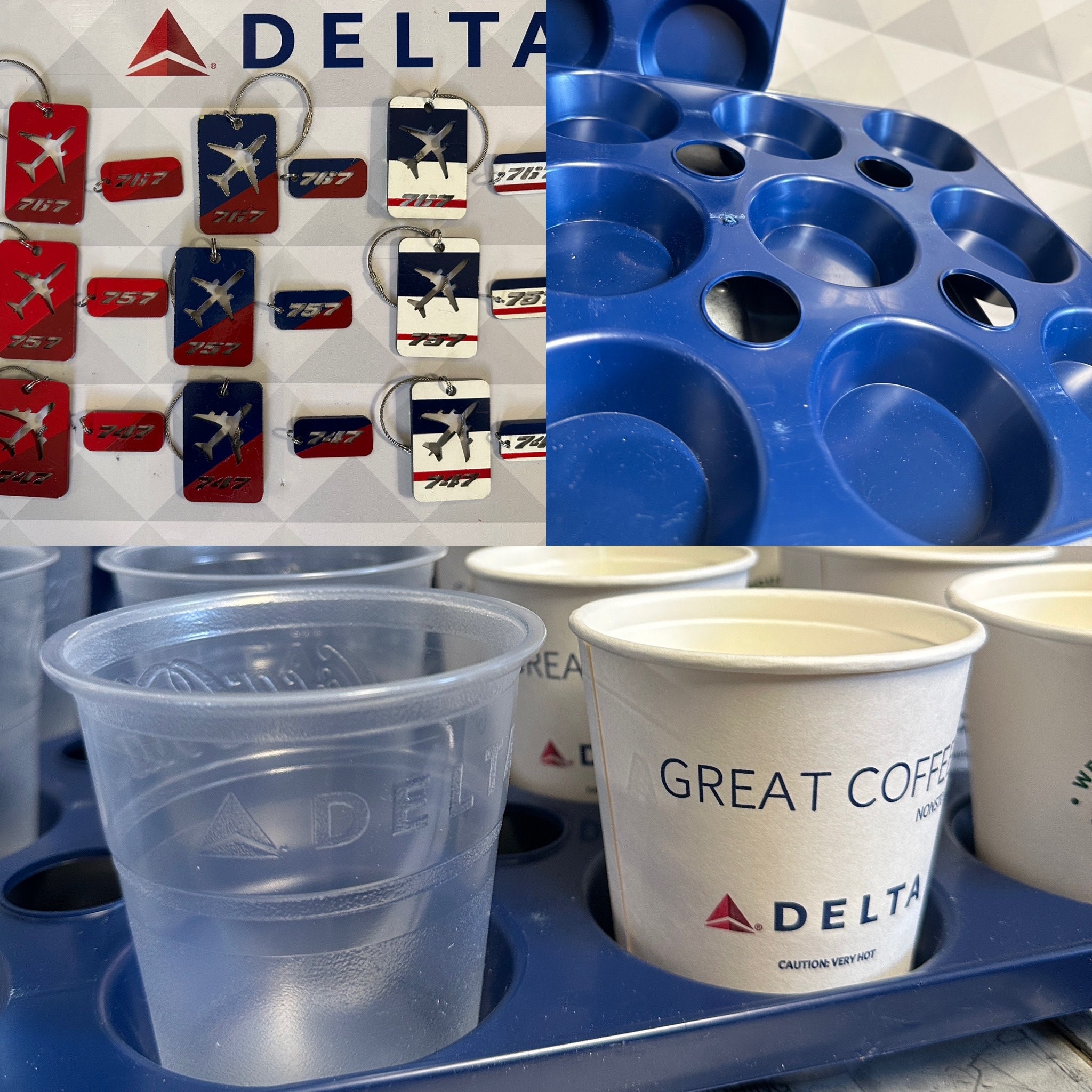 Delta Airlines Bundle. Luggage Tag, Key Fob, Serving Tray, and