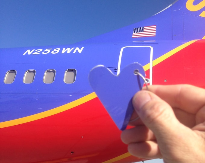 Fly Girl Luggage Tag With 737 Fuselage Heart Etsy