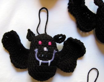 CROCHET Hanging BATS Kids Children Toy Doll for HALLOWEEN Holiday Christmas Ornament Black Home Decor Handmade Sweater Clothing Clothes Knit
