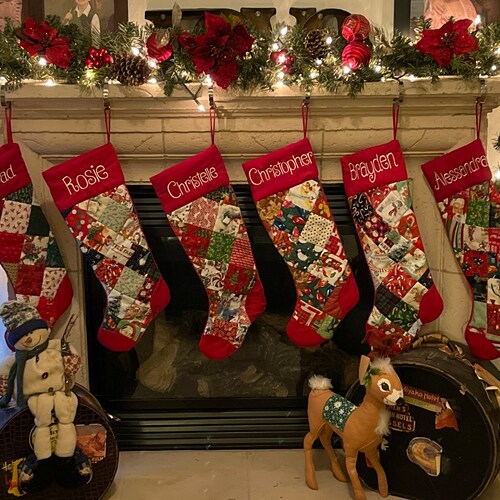 Personalized Custom Quilted Christmas Heirloom Stocking – Handmade Holiday Decor Disney Style! Family Gift! Rustic and Vintage