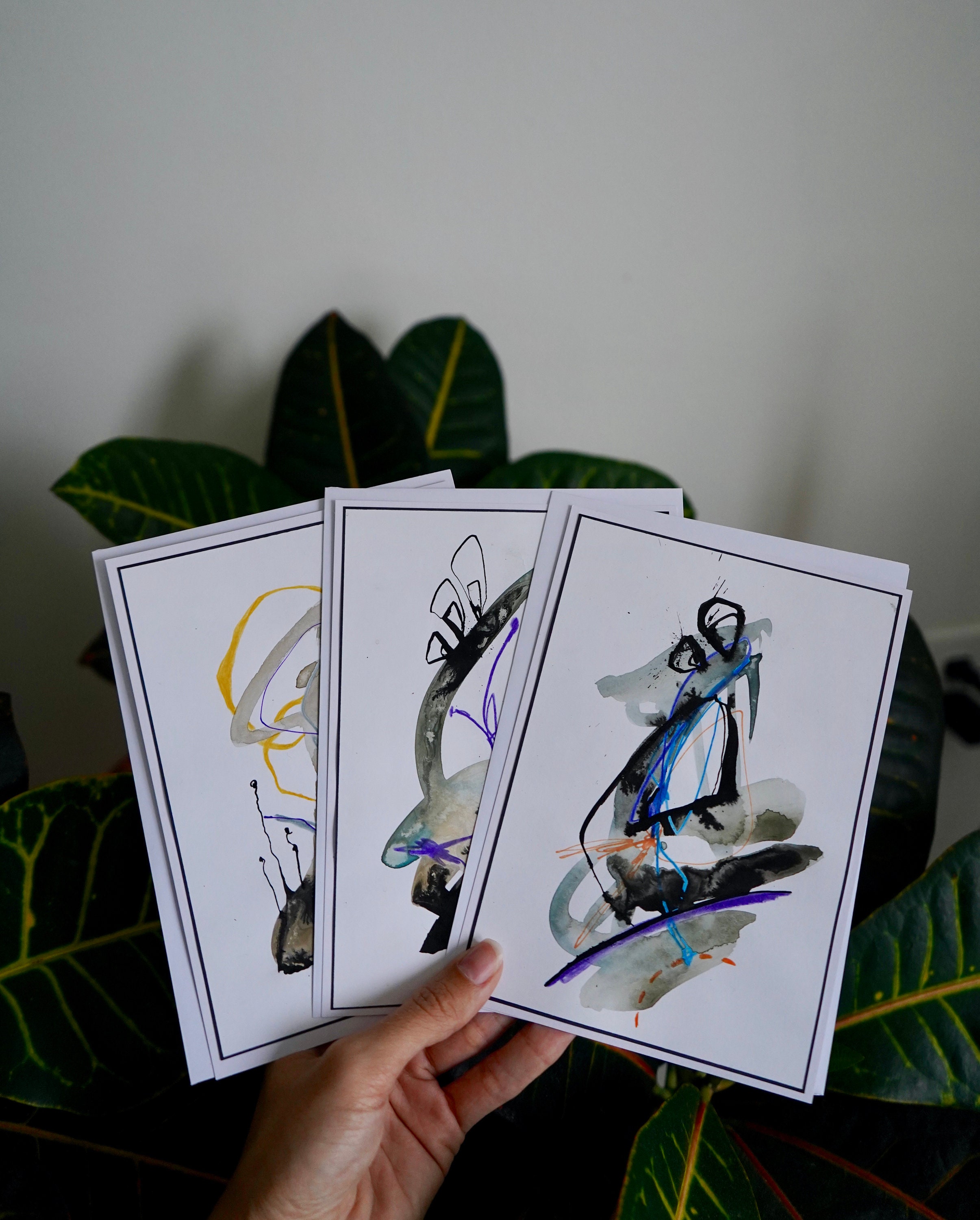 Original Hand Painted Cards 5 x 7 Abstract Mini Etsy