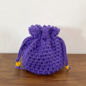 Handmade Crochet Drawstring Pouch: Acrylic Yarn Travel Organizer