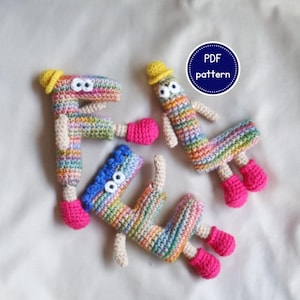 Padrão de letras do alfabeto amigurumi. Alfabeto fofo de crochê. Ferramenta de aprendizagem para crianças pequenas. Presente atencioso para crianças em idade pré-escolar, alfabeto E, F e L