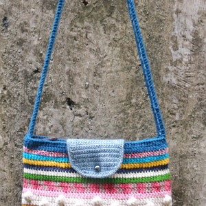 Crochet Multicolor Bag for Summer Holiday, shoulder bag for daily. zdjęcie 9