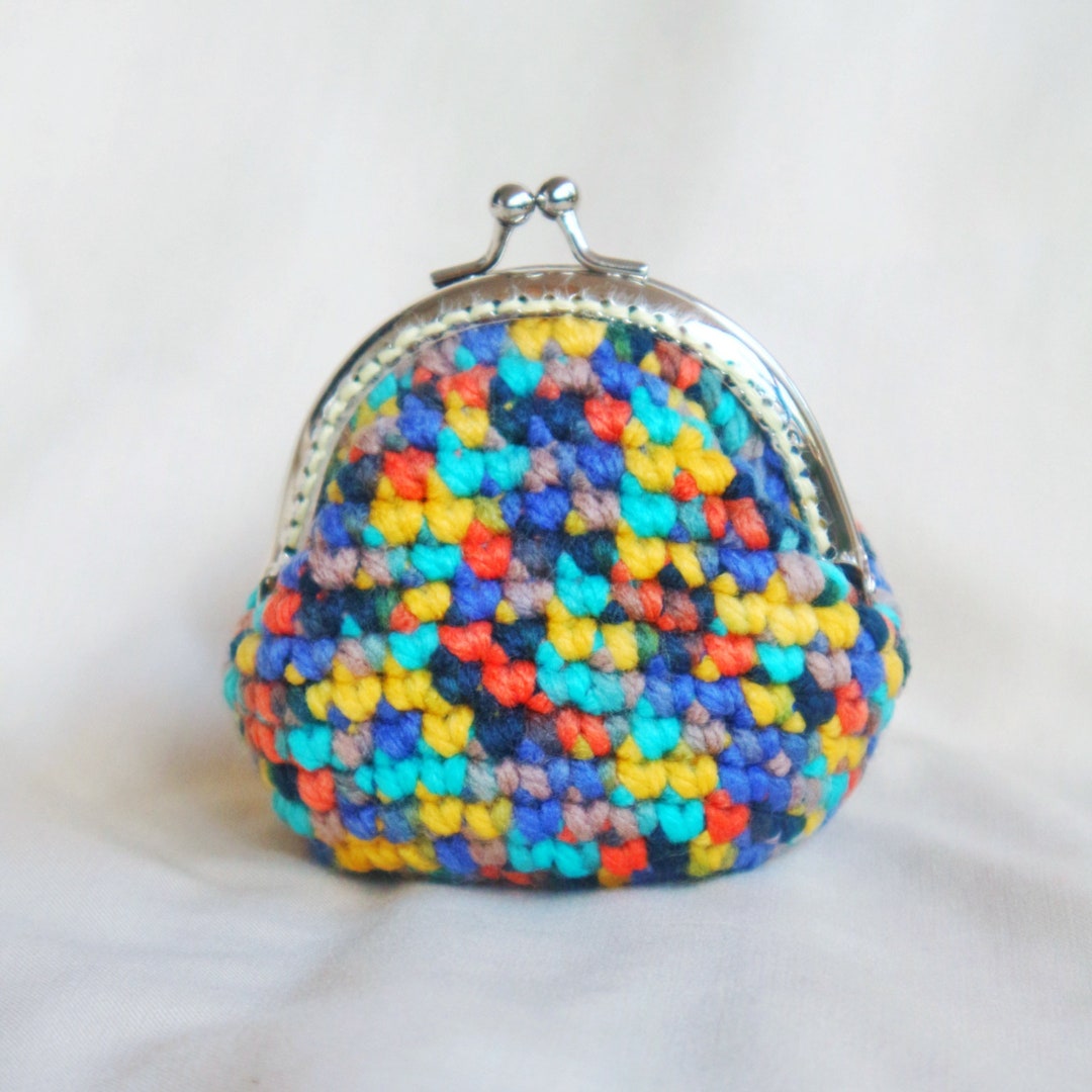 Crochet Rainbow Coin Purse With Kisslock. Small Pouch for Etsy