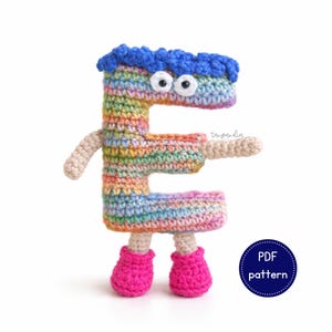 E Letter Crochet Tutorial, Amigurumi ABC Soft Toy, Handmade Classroom Decor PDF