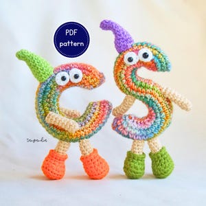 Lindo alfabeto de crochet para juguete educativo, patrón amigurumi de letras rellenas, regalo para que los niños regresen a la escuela.