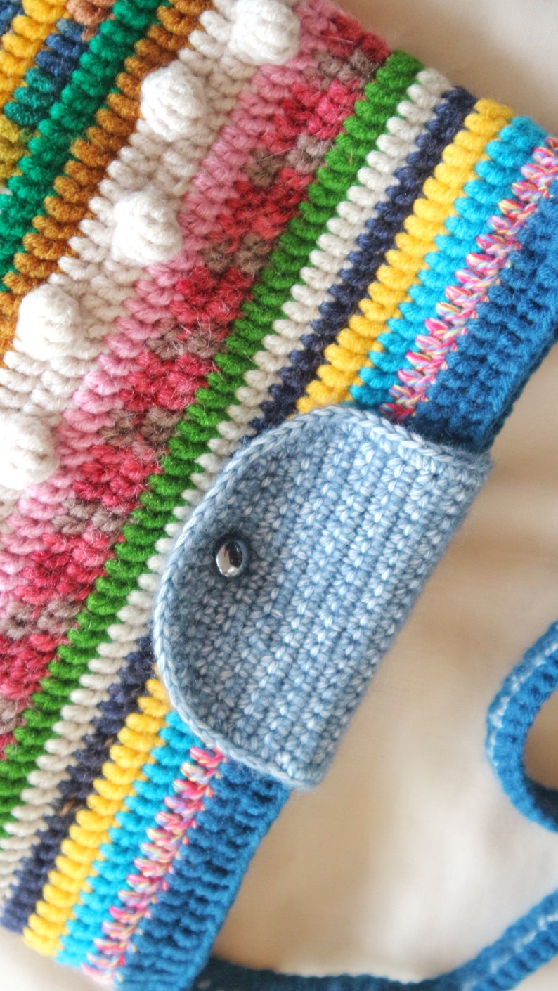 Crochet Multicolor Bag for Summer Holiday, shoulder bag for daily. zdjęcie 2