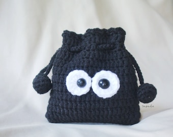 Mini pochette au crochet noir pour tous les bijoux, sac de voyage pour organiseur, design unique fabriqué à la main, portefeuille Access idéal pour un usage quotidien.