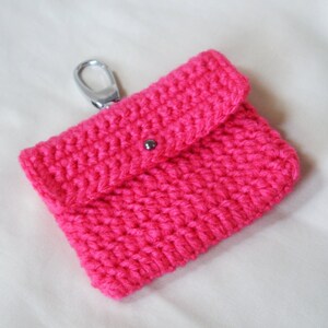 Kaartetui met sleutelhanger, gehaakte roze portemonnee, mini-tasje tashanger, Aesthatic Access-portemonnee, kawaii-miniportemonnee voor munten.