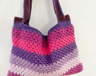 Colorful Crochet Summer Bag, Beach Essentials Tote, Fun Vacation Accessory, Stylish Market Bag.