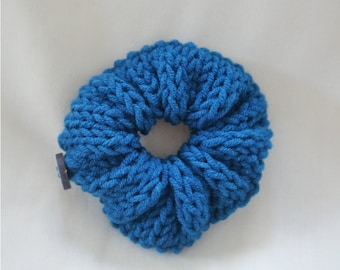 Scrunchie Knit Elastic Hair Tie Blue Navy Color, Accessories Bridesmaid, Crochet Fashion Accessories For Woman, Gifts For Her, Gift for Mom.