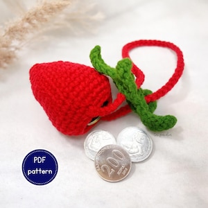 Crochet Strawberry Pouch Pattern: Amigurumi Coin Purse (PDF Pattern)
