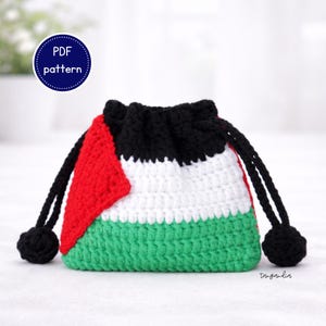 Palästina-Beutel Muster gehäkelt: Kordel Kordel Geldbörse (PDF-Muster)